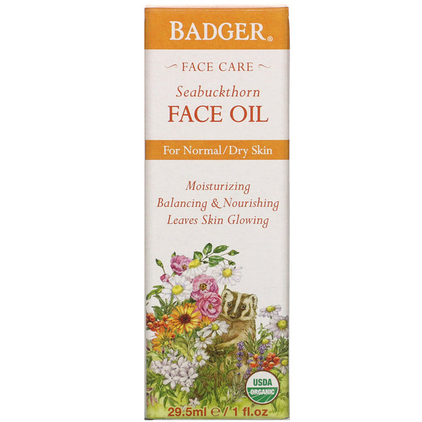 Badger Company, Face Care, Seabuckthorn Face Oil, 1 fl oz (29.5 ml) - The Supplement Shop