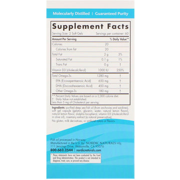 Nordic Naturals, Ultimate Omega®-D3, Lemon, 120 Soft Gels