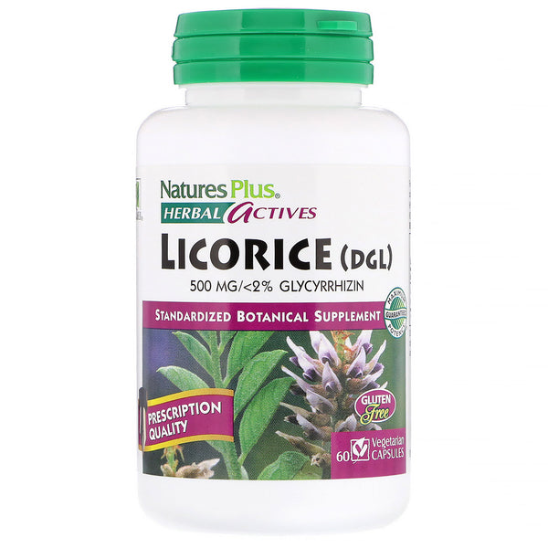 Nature's Plus, Herbal Actives, Licorice (DGL), 500 mg, 60 Vegetarian Capsules - The Supplement Shop