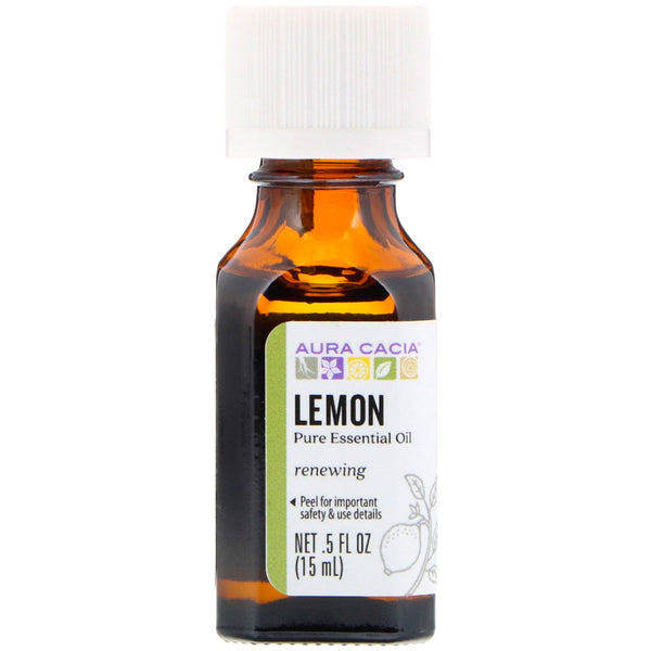 Aura Cacia, Pure Essential Oil, Lemon, .5 fl oz (15 ml) - The Supplement Shop