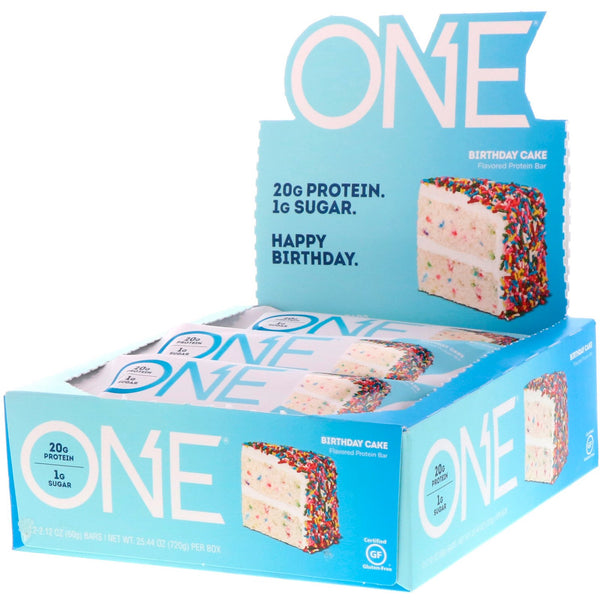 One Brands, One Bar, Birthday Cake, 12 Bars, 2.12 oz (60 g) Each - The Supplement Shop
