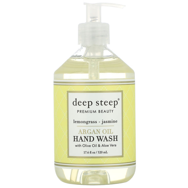 Deep Steep, Argan Oil Hand Wash, Lemongrass-Jasmine, 17.6 fl oz (520 ml) - The Supplement Shop