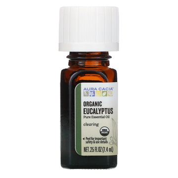 Aura Cacia, Pure Essential Oil, Organic Eucalyptus, .25 fl oz (7.4 ml)