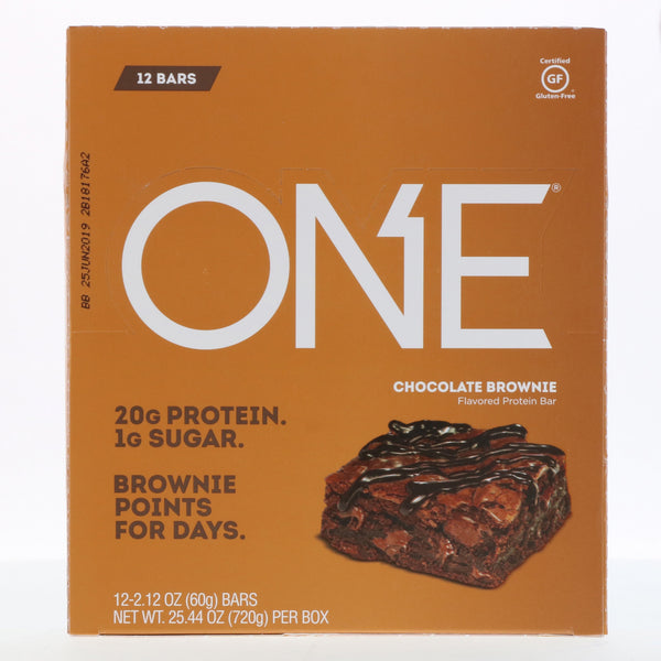 One Brands, One Bar, Chocolate Brownie, 12 Bars, 2.12 oz (60 g) Each - The Supplement Shop