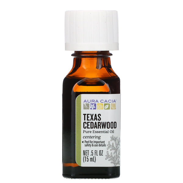 Aura Cacia, Pure Essential Oil, Texas Cedarwood, .5 fl oz (15 ml) - The Supplement Shop