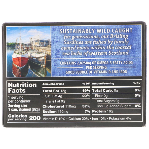 Crown Prince Natural, Brisling Sardines, In Spring Water, 3.75 oz (106 g) - The Supplement Shop