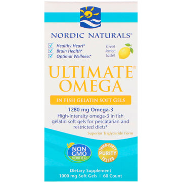 Nordic Naturals, Ultimate Omega, Lemon, 1,000 mg, 60 Soft Gels