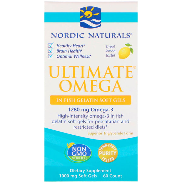 Nordic Naturals, Ultimate Omega, Lemon, 1,000 mg, 60 Soft Gels - The Supplement Shop