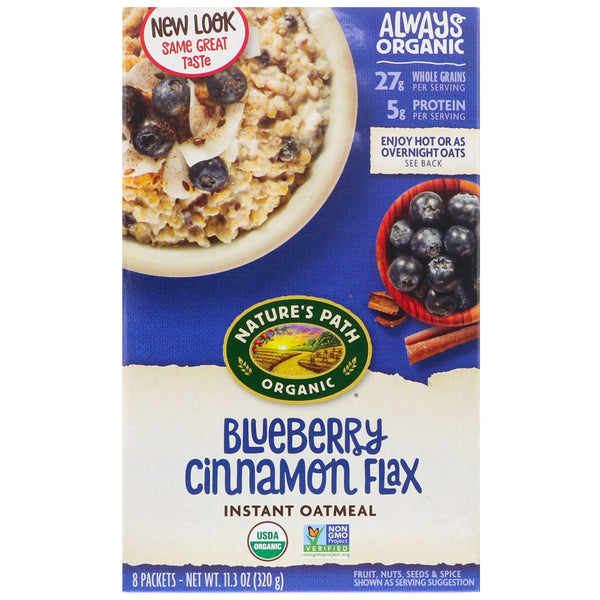 Nature's Path, Organic Instant Oatmeal, Blueberry Cinnamon Flax, 8 Packets, 11.3 oz (320 g) - The Supplement Shop