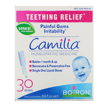 Boiron, Camilia, Teething Relief, 30 Single Liquid Doses, .034 fl oz Each