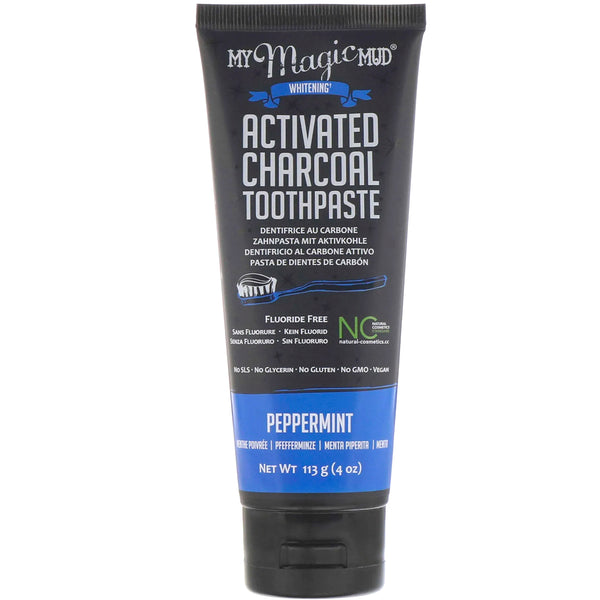 My Magic Mud, Activated Charcoal, Fluoride-Free, Whitening Toothpaste, Peppermint, 4 oz (113 g) - The Supplement Shop