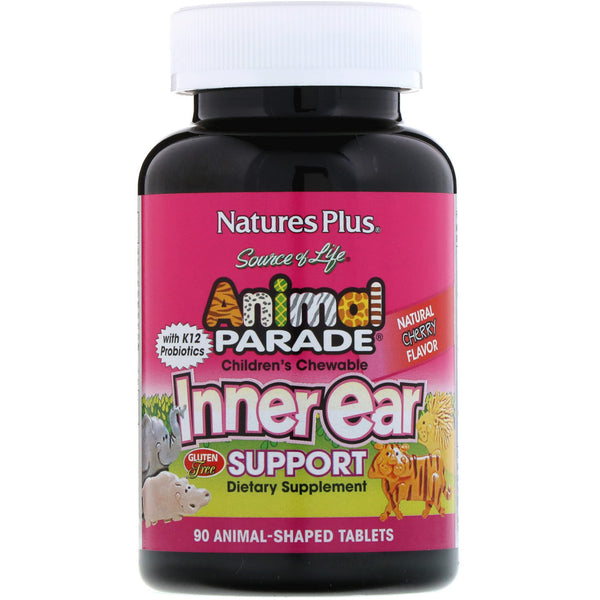 Nature's Plus, Source of Life, Animal Parade, Children's Chewable Inner Ear Support, Natural Cherry Flavor, 90 Animals-Shaped Tablets - The Supplement Shop