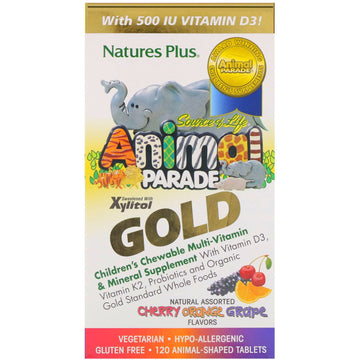 Nature's Plus, Source of Life, Animal Parade Gold, Children's Chewable Multi-Vitamin & Mineral Supplement, Natural Assorted Flavors, 120 Animal-Shaped Tablets