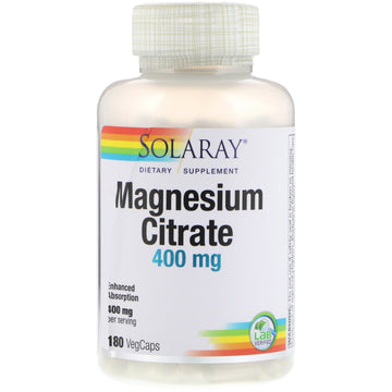 Solaray, Magnesium Citrate, 400 mg, 180 VegCaps