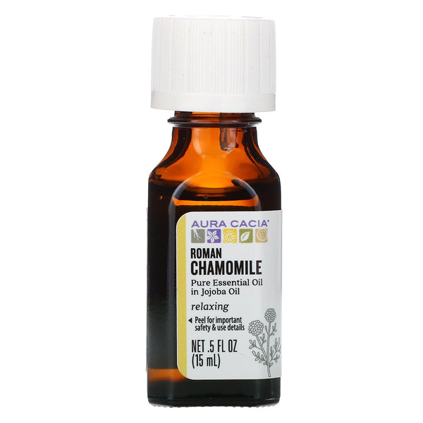 Aura Cacia, Pure Essential Oils, Roman Chamomile, .5 fl oz (15 ml) - The Supplement Shop