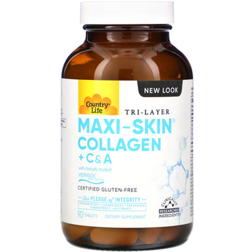 Country Life, Tri Layer Maxi-Skin Collagen + C&A, 90 Tablets
