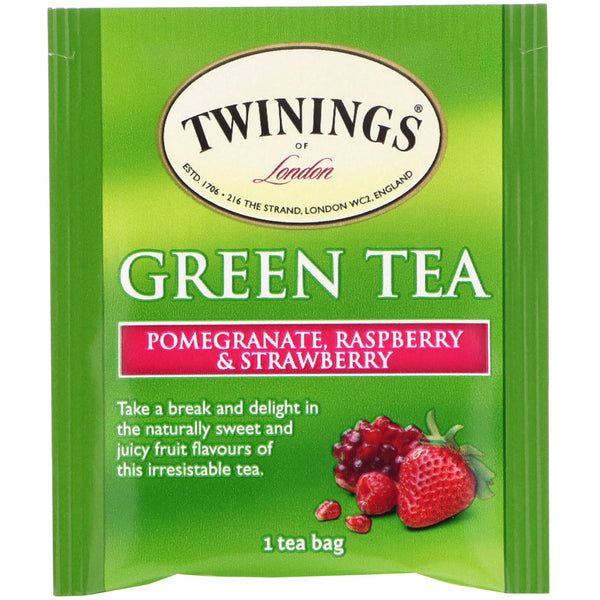 Twinings, Green Tea, Pomegranate, Raspberry & Strawberry, 20 Tea Bags, 1.06 oz (30 g) - The Supplement Shop