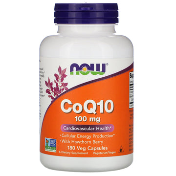Now Foods, CoQ10 with Hawthorn Berry, 100 mg, 180 Veggie Capsules