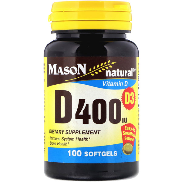 Mason Natural, Vitamin D3, 400 IU, 100 Softgels - The Supplement Shop