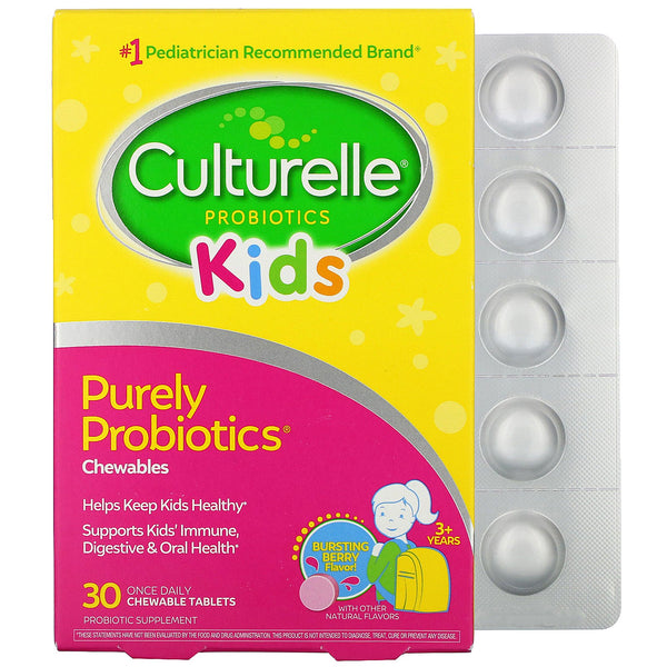 Culturelle, Kids, Purely Probiotics Chewables, 3+ Years, Bursting Berry Flavor, 30 Chewable Tablets - The Supplement Shop