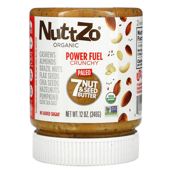 Nuttzo, Organic, Power Fuel, 7 Nut & Seed Butter, Crunchy, 12 oz (340 g) - The Supplement Shop