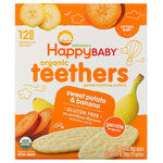 Happy Family Organics, Organic Teethers, Gentle Teething Wafers, Sitting Baby, Sweet Potato & Banana, 12 Packs, 0.14 oz (4 g) Each - The Supplement Shop