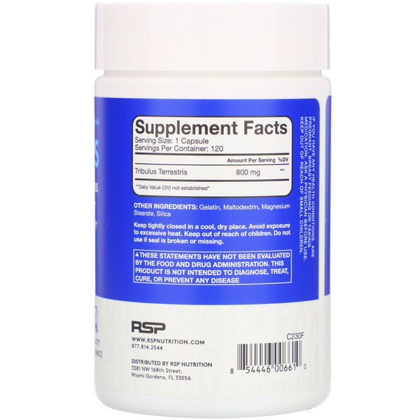 RSP Nutrition, Tribulus, 800 mg, 120 Capsules