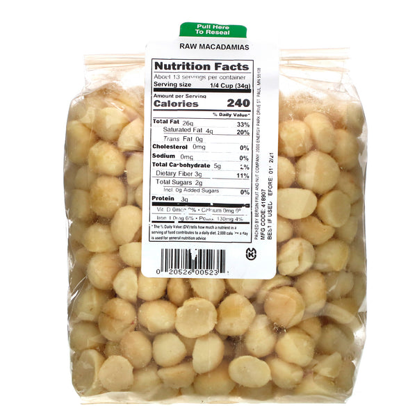 Bergin Fruit and Nut Company, Raw Macadamias, 16 oz (454 g) - The Supplement Shop