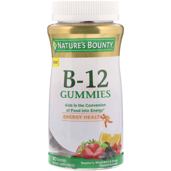Nature's Bounty, Vitamin B-12 Gummies, Raspberry, Mixed Berry & Orange Flavored, 90 Gummies - The Supplement Shop