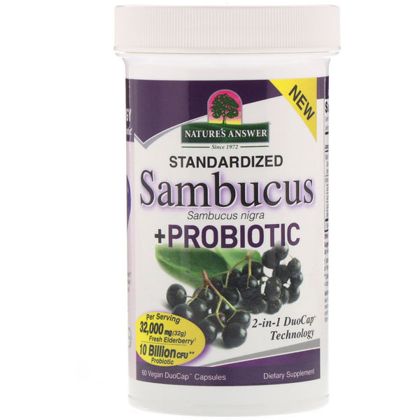 Nature's Answer, Sambucus + Probiotic, 60 Vegan DuoCap Capsules - The Supplement Shop