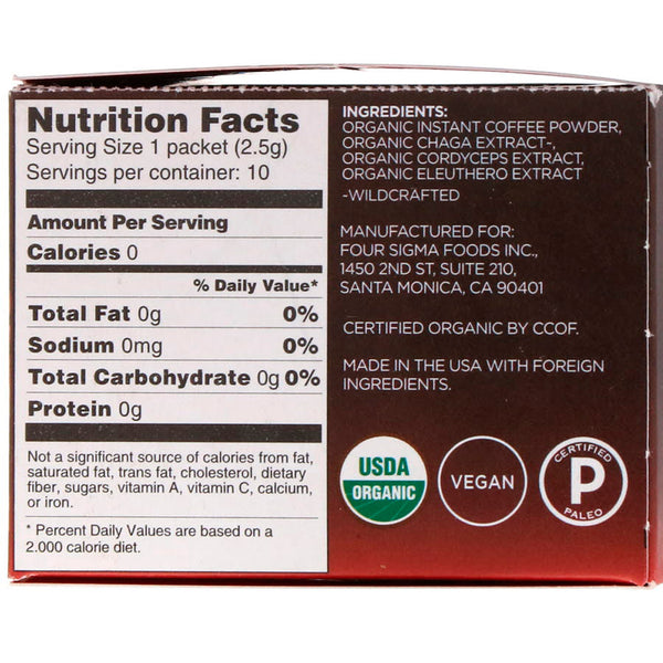 Four Sigmatic, Mushroom Coffee Mix, Rich + Smooth, 10 Packets, 0.09 oz (2.5 g) Each - The Supplement Shop