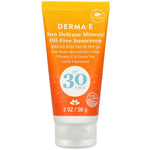 Derma E, Sun Defense Mineral Oil-Free Sunscreen, SPF 30, Unscented, 2 oz (56 g) - The Supplement Shop