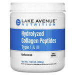 Lake Avenue Nutrition, Hydrolyzed Collagen Peptides, Type I & III, Unflavored, 7.05 oz (200 g) - The Supplement Shop