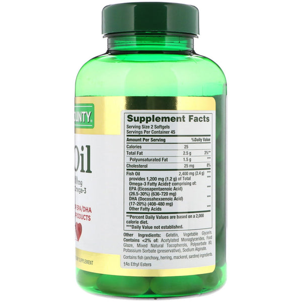 Nature's Bounty, Fish Oil, 2,400 mg, 90 Coated Softgels - The Supplement Shop