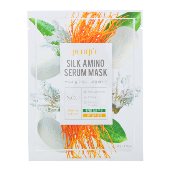 Petitfee, Silk Amino Serum Mask, 10 Masks, 25 g Each - The Supplement Shop