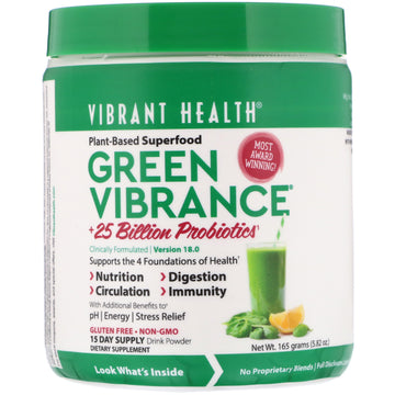 Vibrant Health, Green Vibrance +25 Billion Probiotics, Version 18.0, 5.82 oz (165 g)