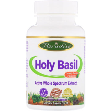 Paradise Herbs, Holy Basil, 60 Vegetarian Capsules