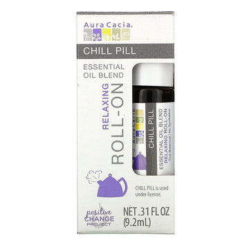 Aura Cacia, Essential Oil Blend, Roll-On, Chill Pill, 0.31 fl oz (9.2 ml)