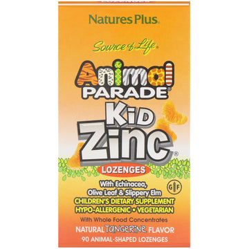 Nature's Plus, Source of Life, Animal Parade, Kid Zinc Lozenges, Natural Tangerine Flavor, 90 Animal-Shaped Lozenges