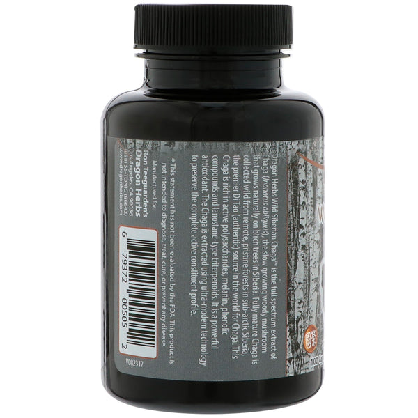 Dragon Herbs, Wild Siberian Chaga, 500 mg, 100 Capsules - The Supplement Shop