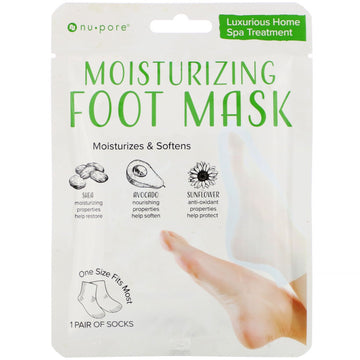 Nu-Pore, Moisturizing Foot Mask, 1 Pair