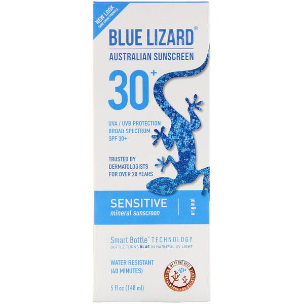 Blue Lizard Australian Sunscreen, Sensitive, Mineral Sunscreen, SPF 30+, 5 fl oz (148 ml)