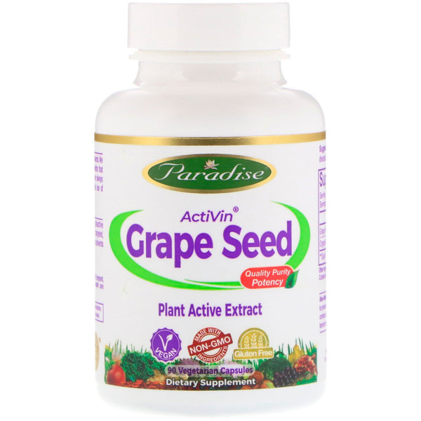 Paradise Herbs, ActiVin, Grape Seed Extract, 90 Vegetarian capsules - The Supplement Shop