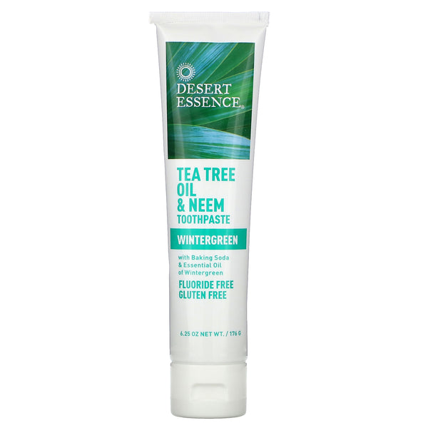 Desert Essence, Tea Tree Oil & Neem Toothpaste, Wintergreen, 6.25 oz (176 g) - The Supplement Shop