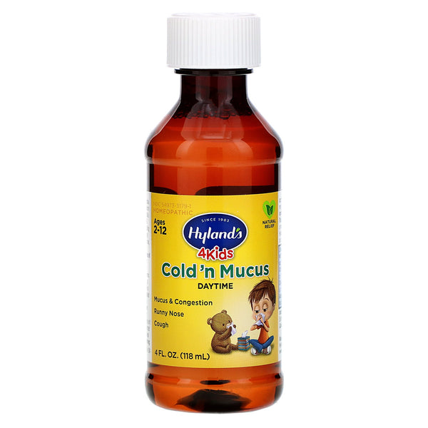 Hyland's, 4 Kids, Cold 'n Mucus, Daytime, Ages 2-12, 4 fl oz (118 ml) - The Supplement Shop