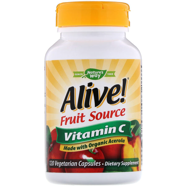 Nature's Way, Alive!, Fruit Source, Vitamin C, 120 Vegetarian Capsules - The Supplement Shop