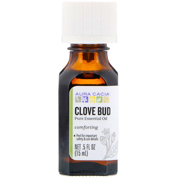 Aura Cacia, Pure Essential Oil, Clove Bud, .5 fl oz (15 ml) - The Supplement Shop