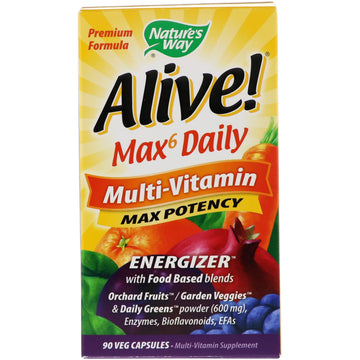 Nature's Way, Alive! Max6 Daily, Multi-Vitamin, 90 Veg Capsules