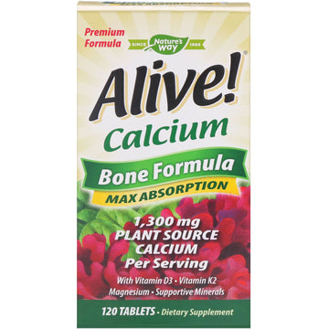 Nature's Way, Alive!, Calcium, Bone Formula, 1,300 mg, 120 Tablets