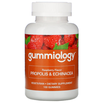 Gummiology, Adult Propolis & Echinacea Gummies, Natural Raspberry Flavor, 100 Vegetarian Gummies